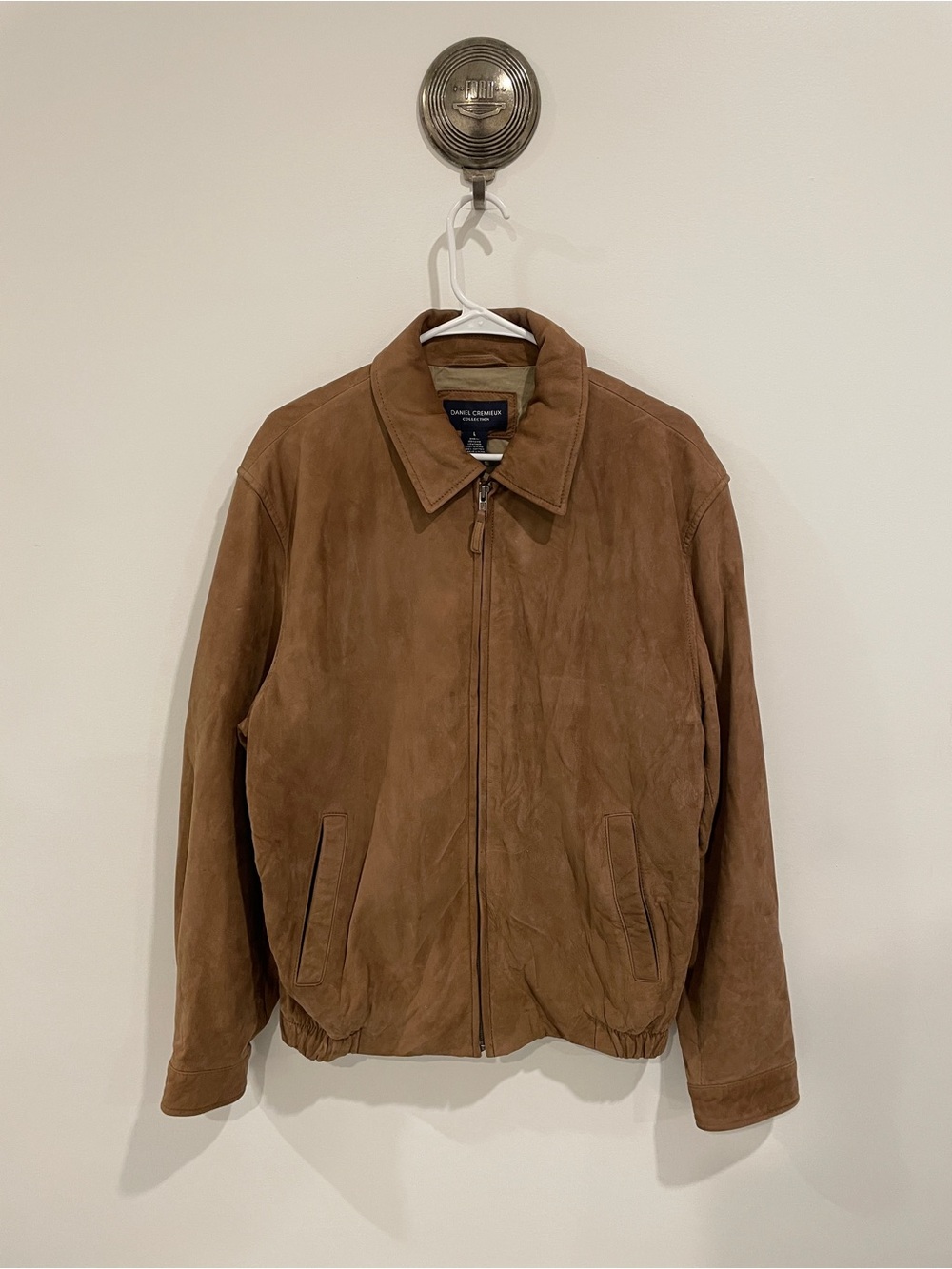 Daniel Cremieux Tan Suede Zip-Front Bomber Jacket